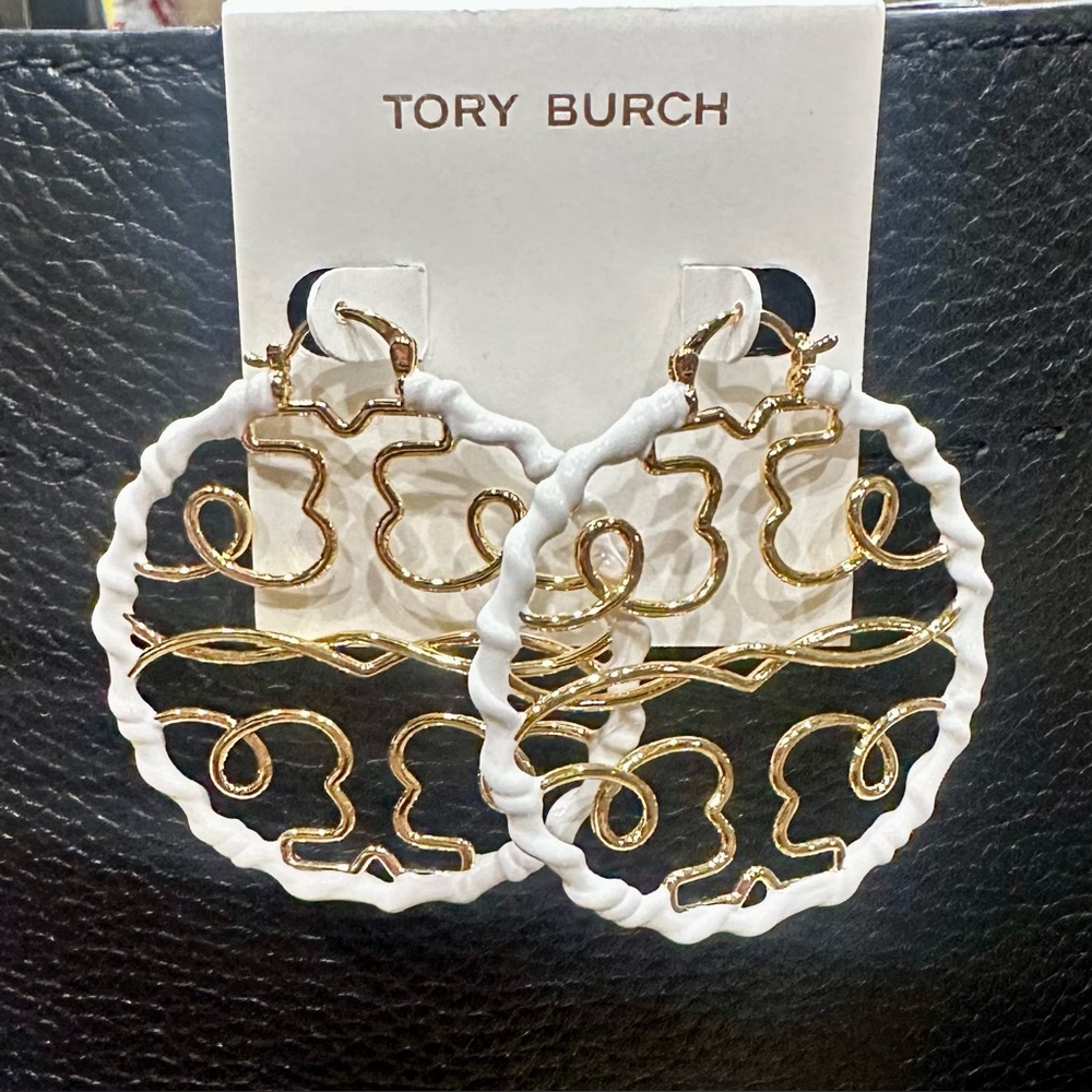NWT - TORY BURCH Twisted Miller hoop gold earrings
